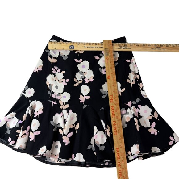Kate Spade New York Black Floral Ruffle Hem Skirt Size 2 - Picture 8 of 8